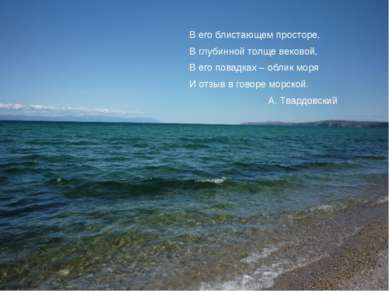 В его блистающем просторе, В глубинной толще вековой, В его повадках – облик ...