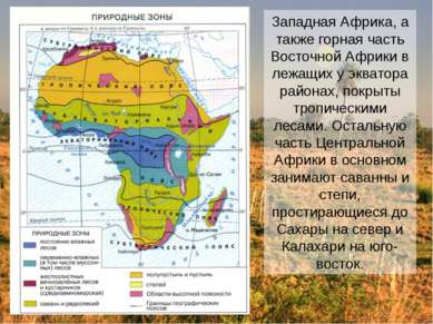Западная Африка, а также горная часть Восточной Африки в лежащих у экватора р...