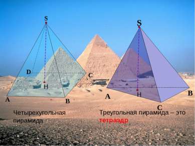 Треугольная пирамида – это тетраэдр Четырехугольная пирамида А B C D S С А В ...