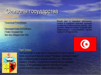 Символы государства                                Государственный флаг Тунис...