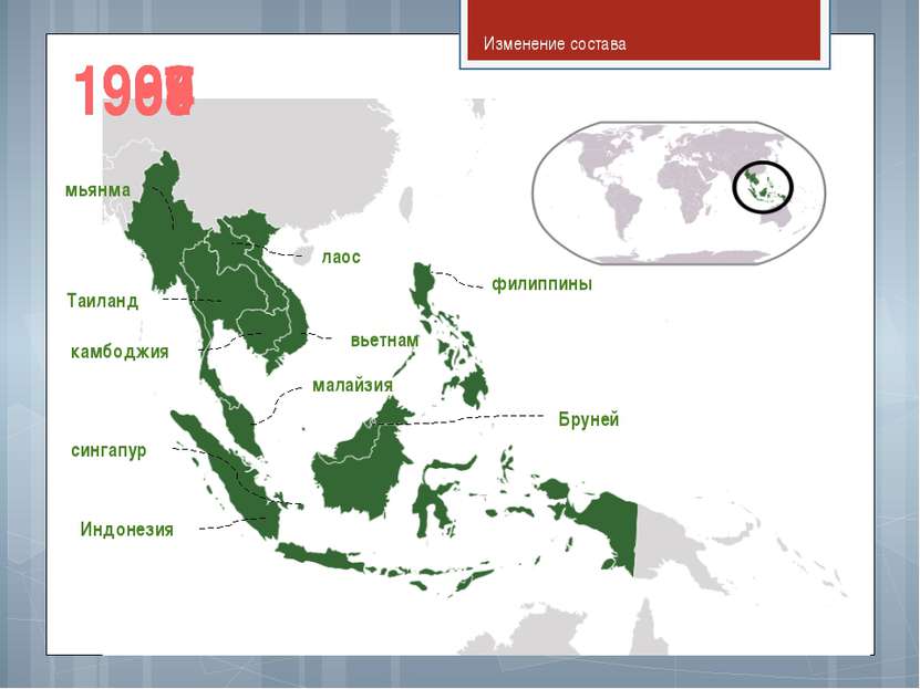 Изменение состава Таиланд Индонезия сингапур филиппины малайзия мьянма вьетна...