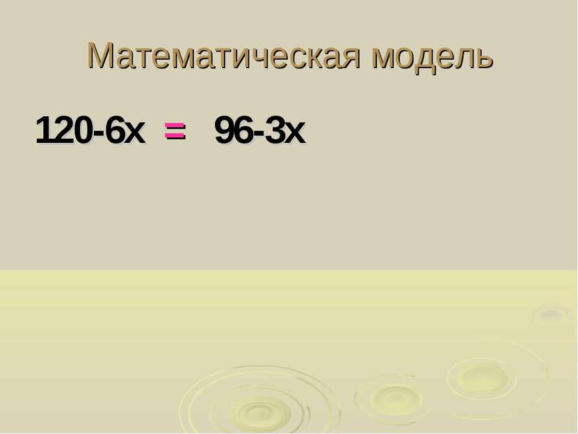 Математическая модель 120-6х = 96-3х
