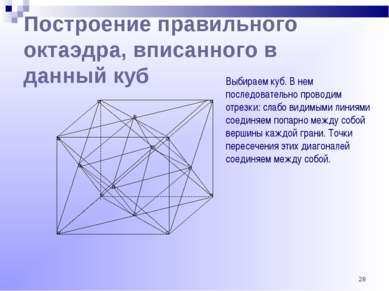 * Построение правильного октаэдра, вписанного в данный куб Выбираем куб. В не...