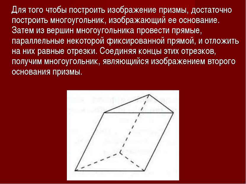 Для того чтобы построить изображение призмы, достаточно построить многоугольн...