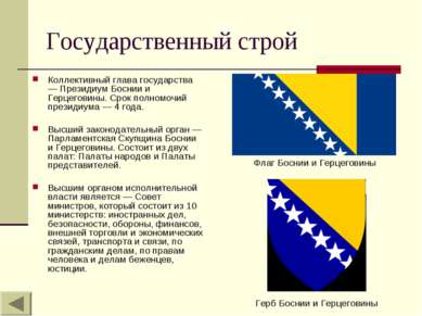 Государственный строй Коллективный глава государства — Президиум Боснии и Гер...