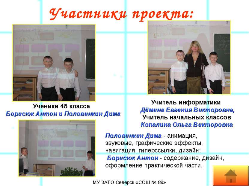 Участники проекта: МУ ЗАТО Северск «СОШ № 89» Учитель информатики Дёмина Евге...
