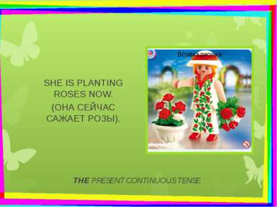 THE PRESENT CONTINUOUS TENSE SHE IS PLANTING ROSES NOW. (ОНА СЕЙЧАС САЖАЕТ РО...