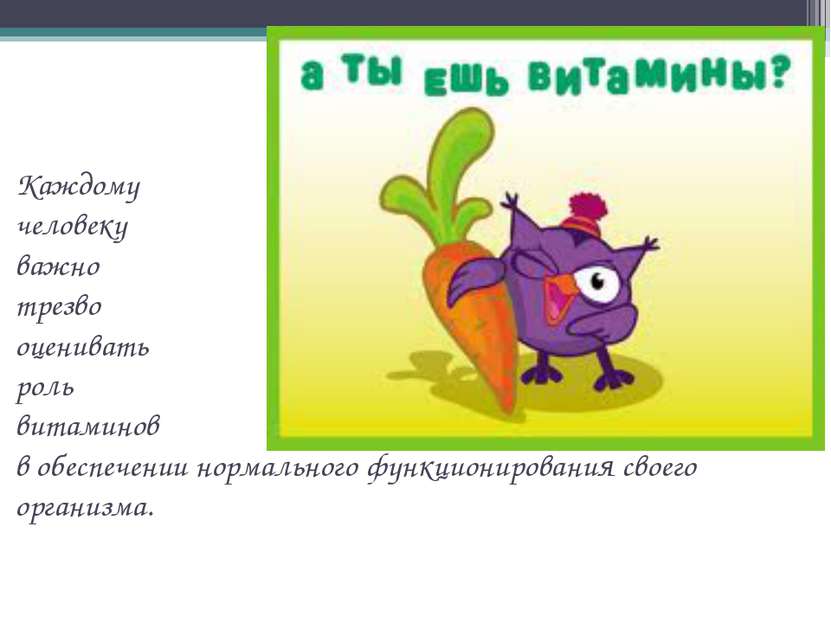 Каждому человеку важно трезво оценивать роль витаминов в обеспечении нормальн...