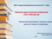 Технология смыслового чтения на уроках русского языка и литературы