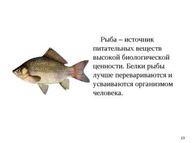 Рыба – источник питательных веществ высокой биологической ценности. Белки рыб...