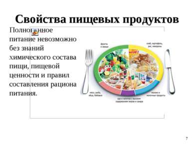 Свойства пищевых продуктов Полноценное питание невозможно без знаний химическ...