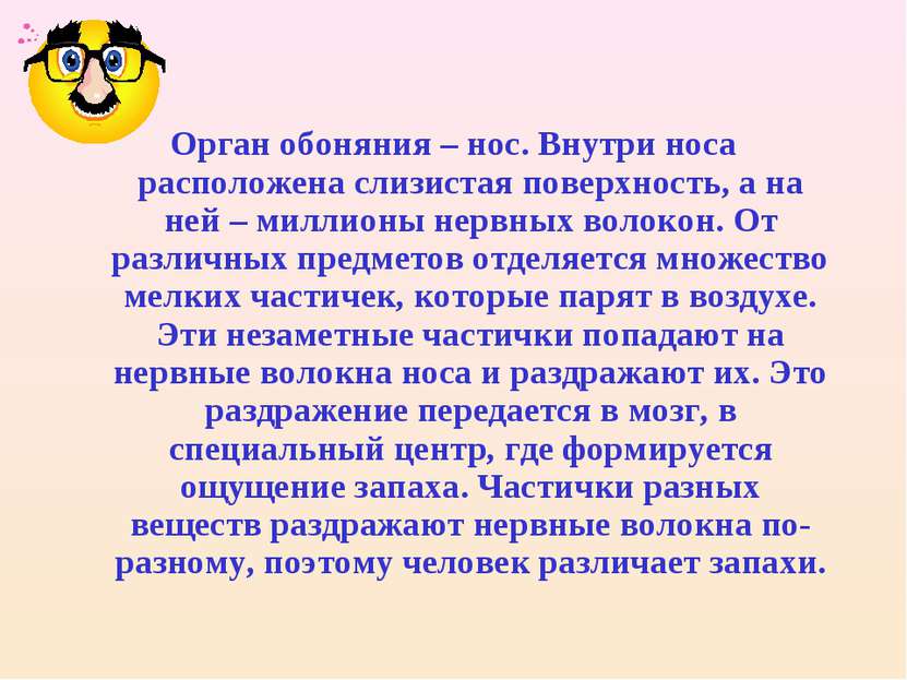 Орган обоняния – нос. Внутри носа расположена слизистая поверхность, а на ней...