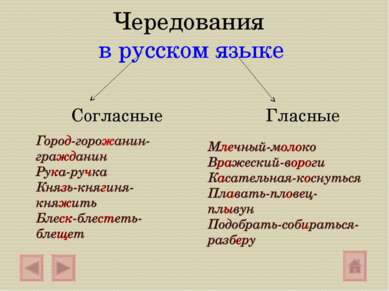 Чередования в русском языке Согласные Гласные
