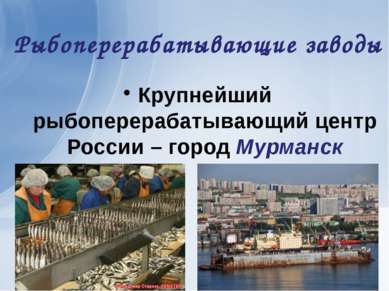 Рыбоперерабатывающие заводы Крупнейший рыбоперерабатывающий центр России – го...