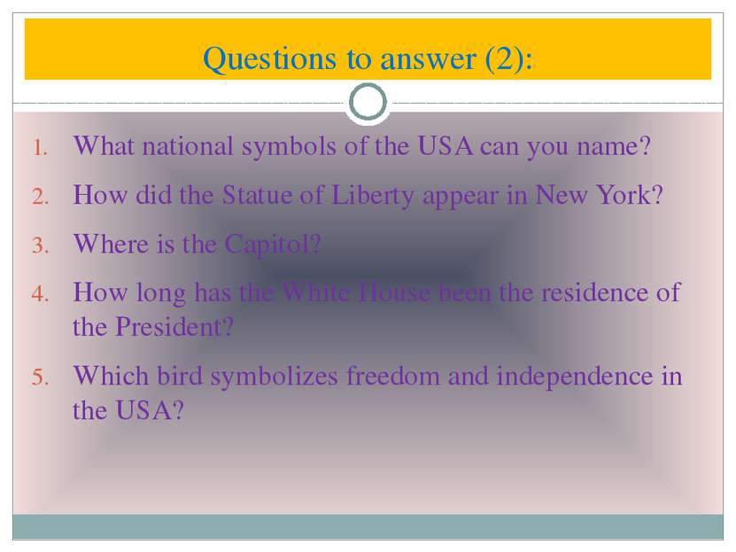 What national symbols of the USA can you name? How did the Statue of Liberty ...
