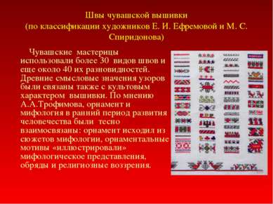 Швы чувашской вышивки (по классификации художников Е. И. Ефремовой и М. С. Сп...