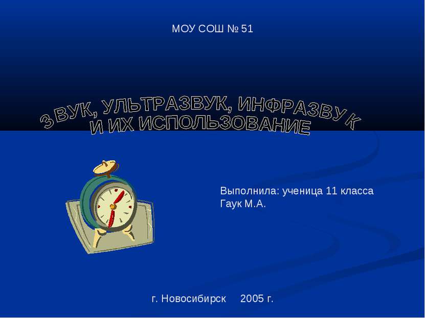 МОУ СОШ № 51 Выполнила: ученица 11 класса Гаук М.А. г. Новосибирск 2005 г.
