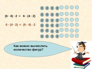 Как можно вычислить количество фигур? (6 · 4) · 2 6 · (4 · 2) = (6 · 4) · 2 6...