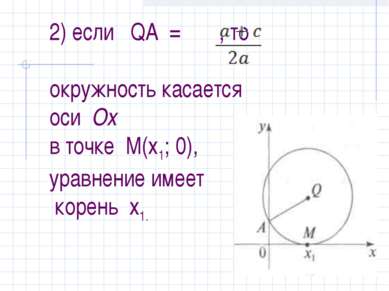 2) если QA = , то окружность касается оси Ох в точке М(х1; 0), уравнение имее...