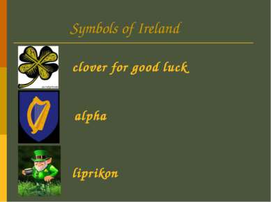 Symbols of Ireland clover for good luck alpha liprikon