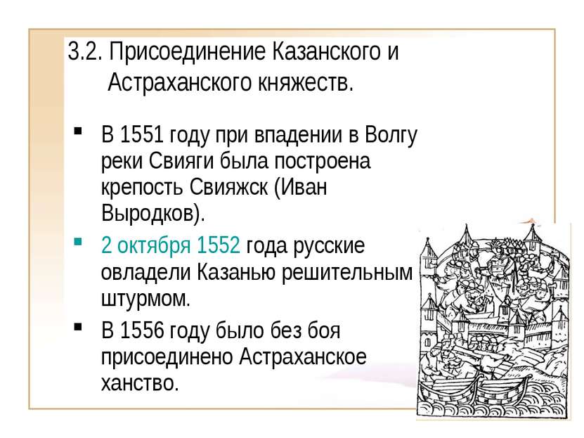 3.2. Присоединение Казанского и Астраханского княжеств. В 1551 году при впаде...