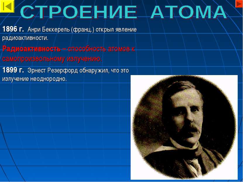 1896 г. Анри Беккерель (франц.) открыл явление радиоактивности. Радиоактивнос...
