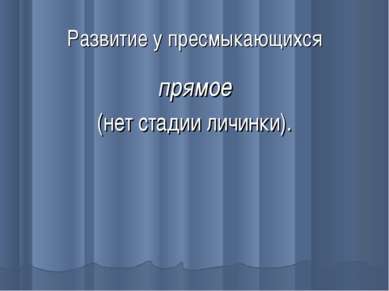 Развитие у пресмыкающихся прямое (нет стадии личинки).