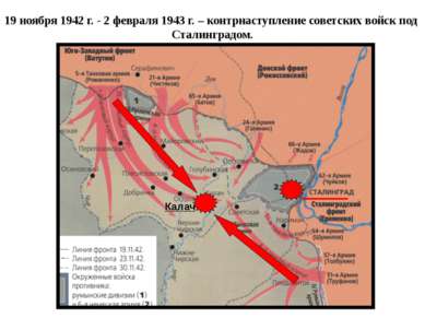 19 ноября 1942 г. - 2 февраля 1943 г. – контрнаступление советских войск под ...