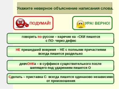 Укажите неверное объяснение написания слова. НЕ пришедший вовремя – НЕ с полн...