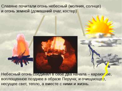 Славяне почитали огонь небесный (молния, солнце) и огонь земной (домашний оча...