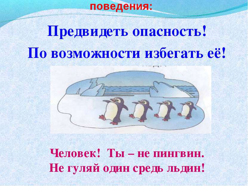 Следуйте принципам безопасного поведения: Предвидеть опасность! По возможност...