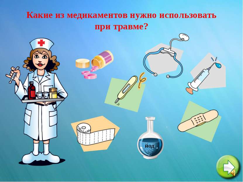 Какие из медикаментов нужно использовать при травме? йод