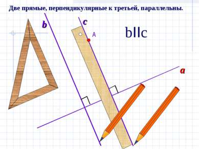 А a b c bIIc Две прямые, перпендикулярные к третьей, параллельны.