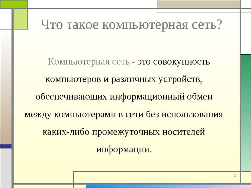 * Что такое компьютерная сеть? Компьютерная сеть - это совокупность компьютер...