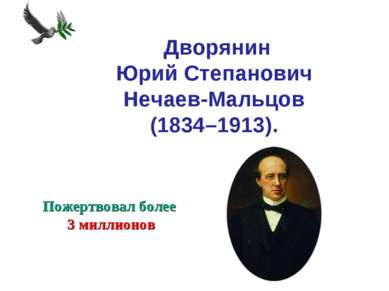   Дворянин Юрий Степанович Нечаев-Мальцов (1834–1913). Пожертвовал более 3 ми...