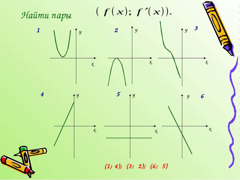Найти пары x x x y y y x x x y y y 1 2 3 4 5 6 (1; 4); (3; 2); (6; 5)