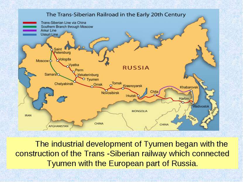 The industrial development of Tyumen began with the construction of the Trans...