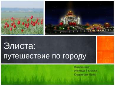 обзор новых возможностей Элиста: путешествие по городу Выполнила: ученица 8 к...