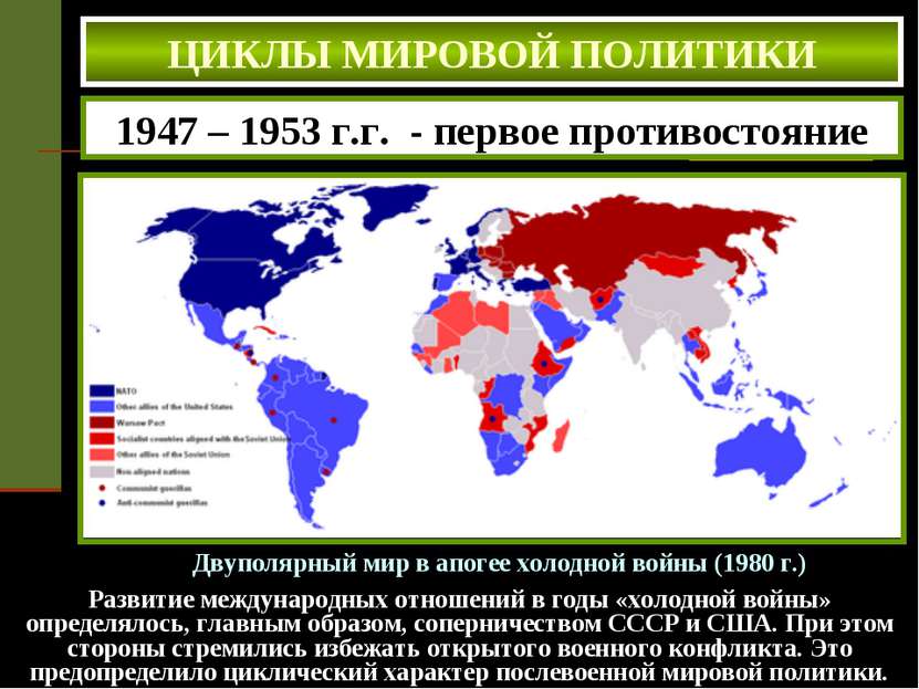 Развитие международных отношений в годы «холодной войны» определялось, главны...