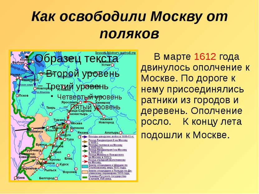 Как освободили Москву от поляков В марте 1612 года двинулось ополчение к Моск...