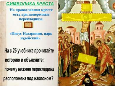 СИМВОЛИКА КРЕСТА На православном кресте есть три поперечные перекладины. «Иис...