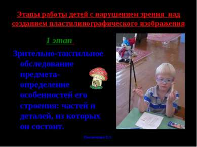 Романченко Е.Х. Этапы работы детей с нарушением зрения над созданием пластили...