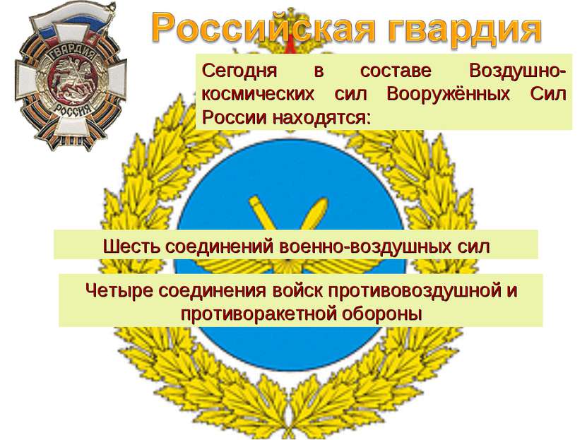 Сегодня в составе Воздушно- космических сил Вооружённых Сил России находятся:...
