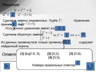 Укажите промежуток, содержащий корень уравнения Решение. 1) (9;11) 2) (9;10) ...