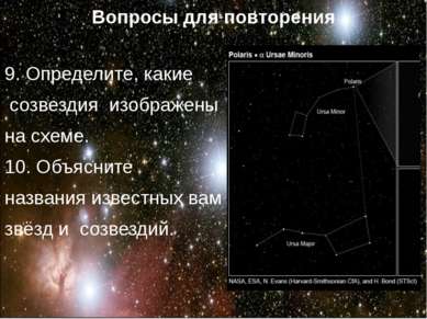 Вопросы для повторения 9. Определите, какие созвездия изображены на схеме. 10...