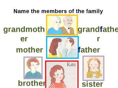 Name the members of the family grandmother grandfather mother father brother ...
