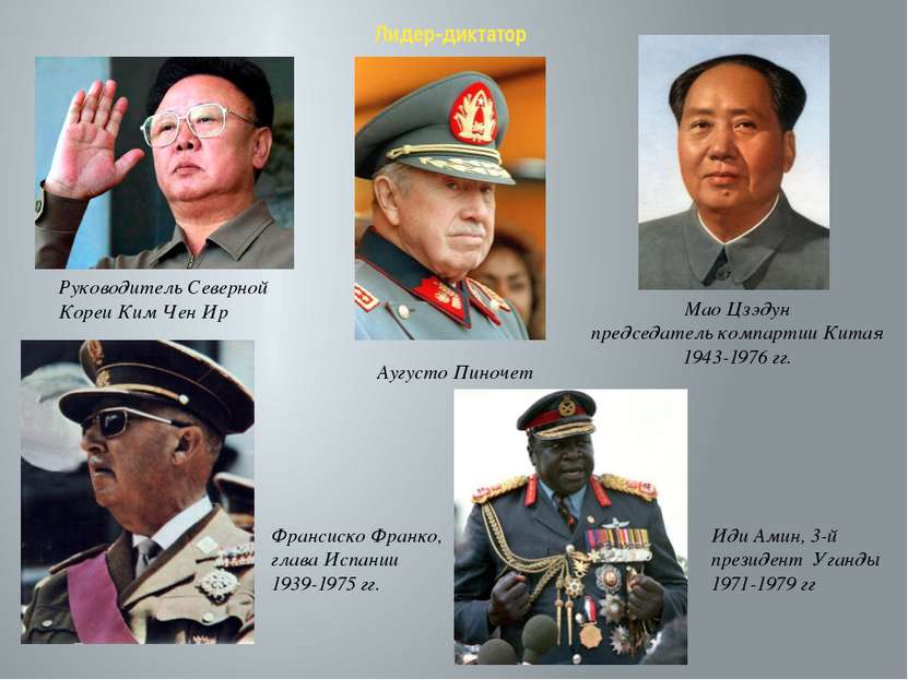 Лидер-диктатор Руководитель Северной Кореи Ким Чен Ир Аугусто Пиночет Мао Цзэ...