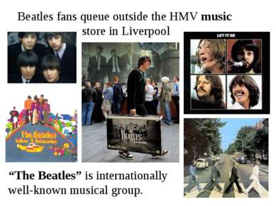 Beatles fans queue outside the HMV music store in Liverpool “The Beatles” is ...