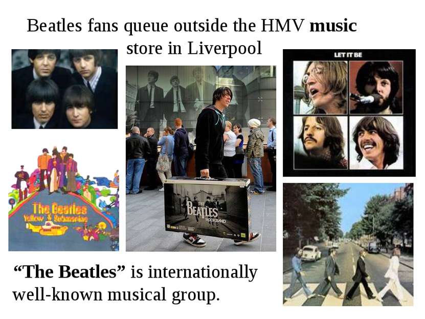 Beatles fans queue outside the HMV music store in Liverpool “The Beatles” is ...
