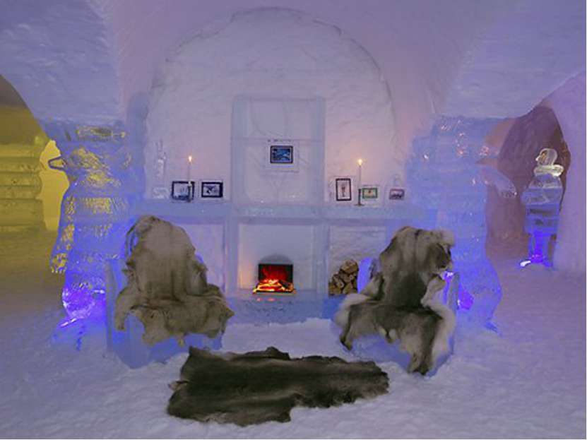 В Норвежской Лапландии есть даже ледяной отель. Интерьер отеля украшают ледян...